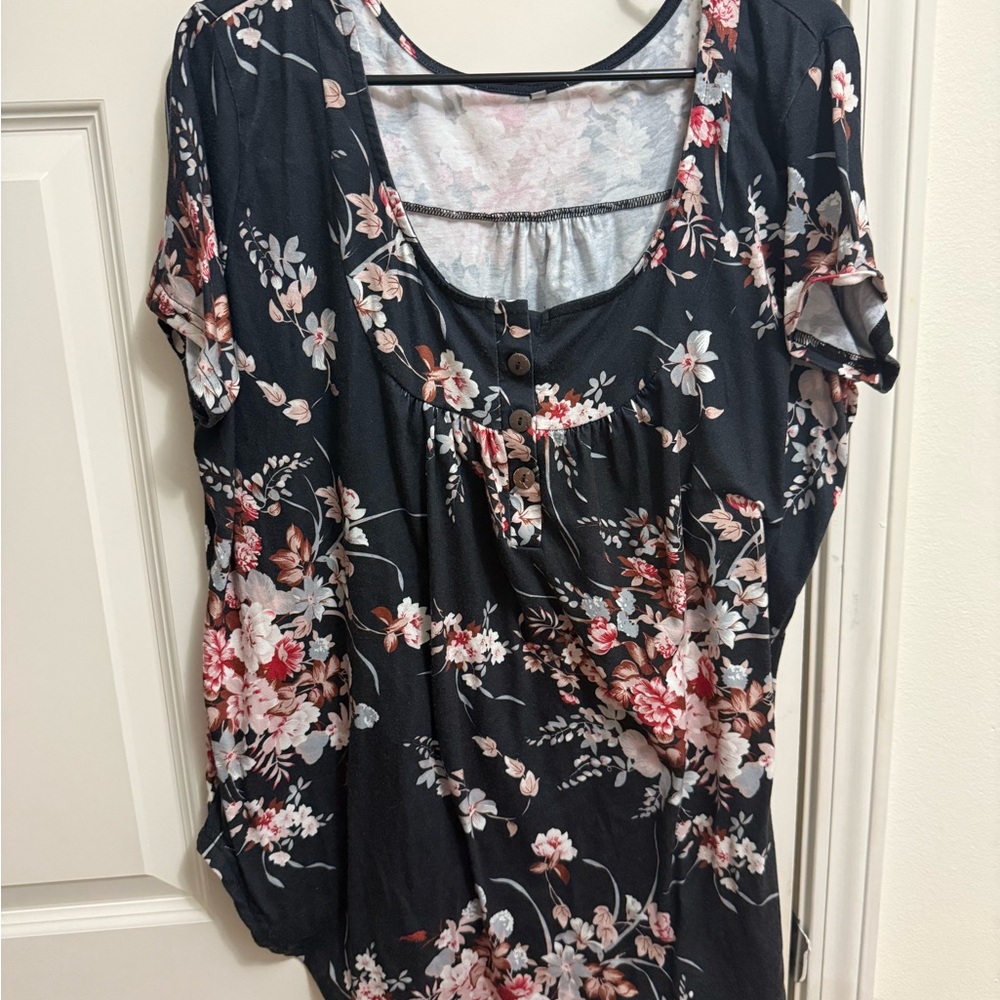Floral Black Women's Top